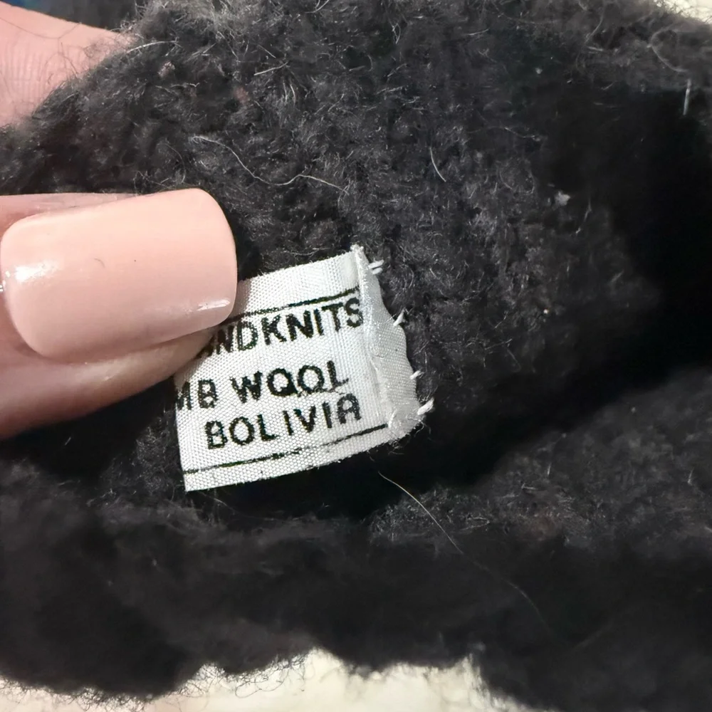 Hand Knit Bolivian Wool Mittens Fair Isle‎ Pattern Winter Gloves